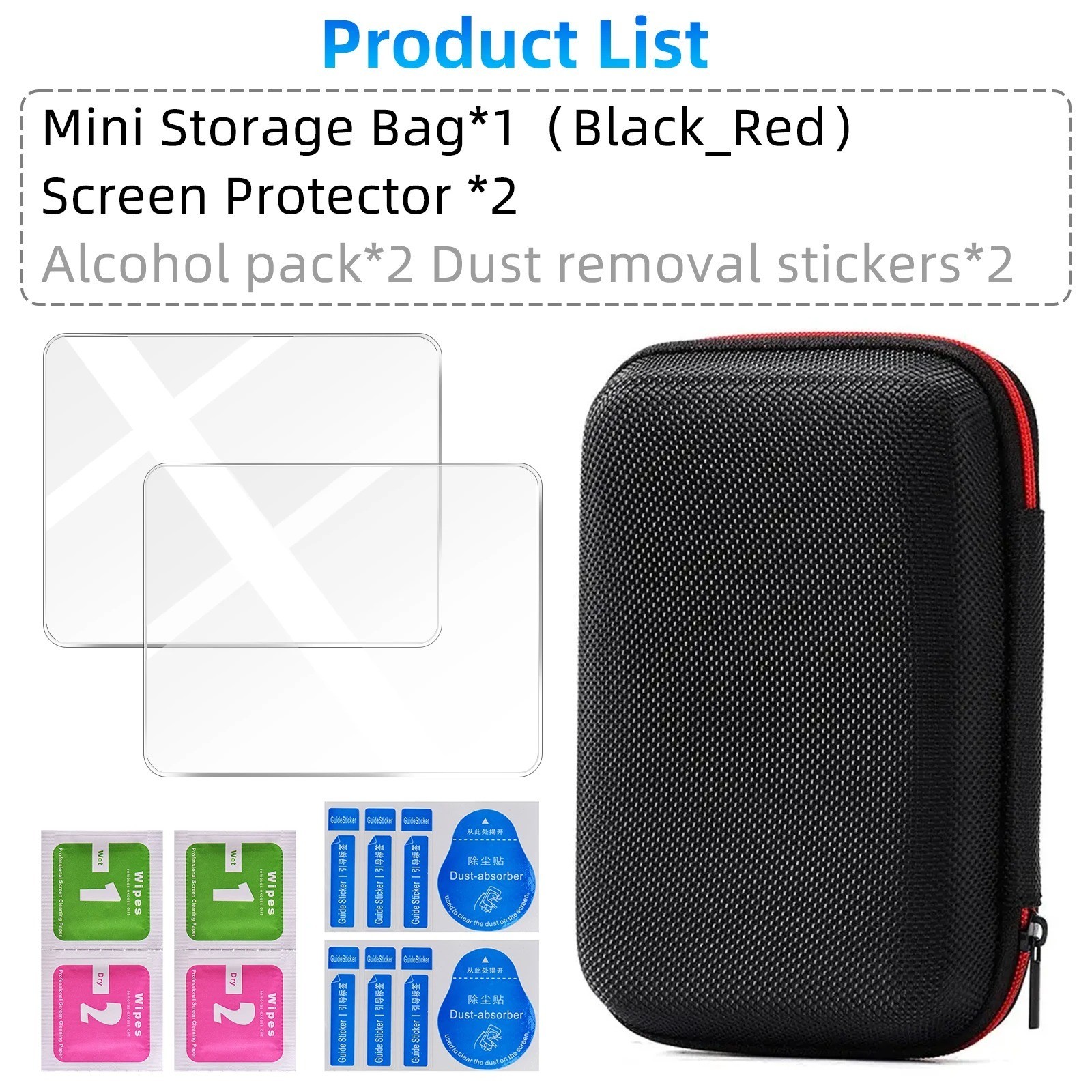 Tempered Glass Screen Protector + EVA Case for R36S Handheld Game Console
