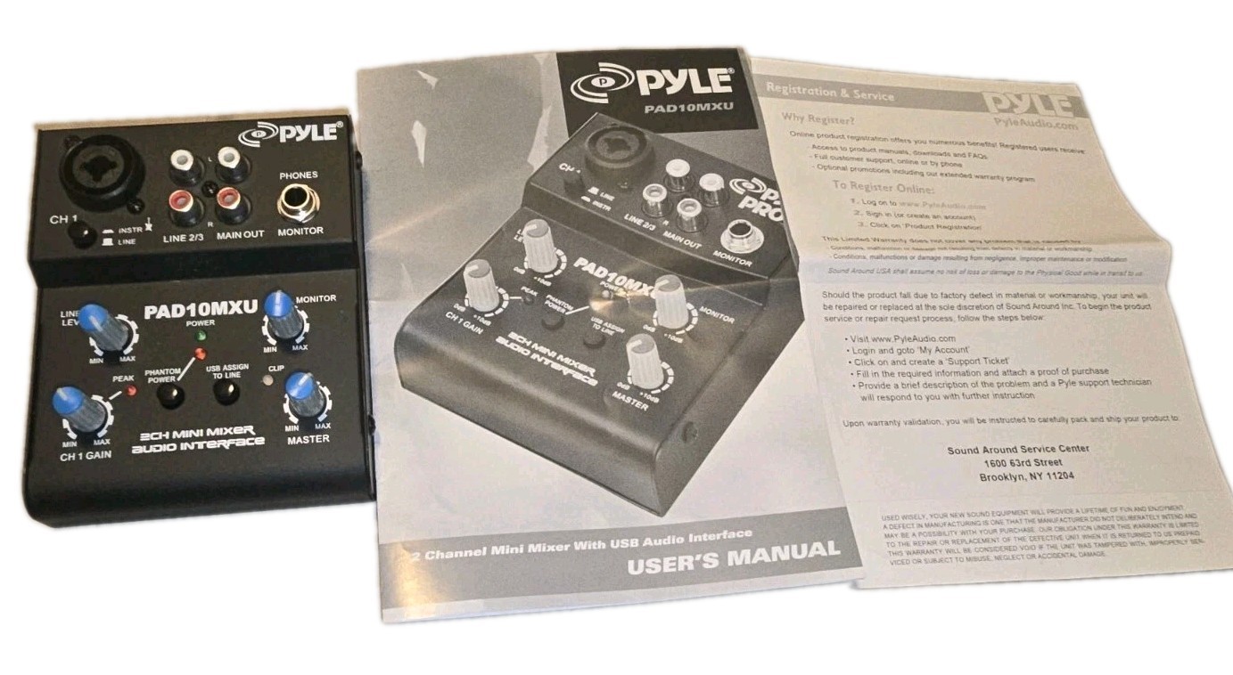 Pyle PAD10MXU 2 Channel Mini Audio Mixer Never Used