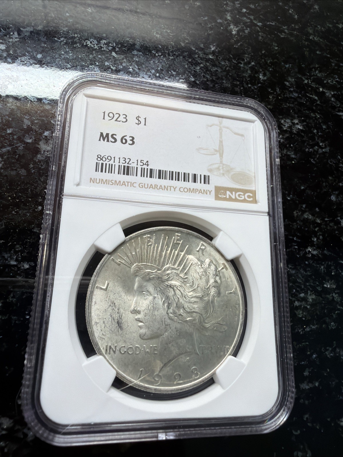 1923 SILVER Peace Dollar NGC MS63- STUNNING!
