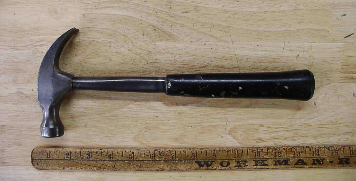Vntg Unbr. USA Steel Handle Curved Claw Hammer,1lb. 7.5oz.,Black Rubber Grip,EXC