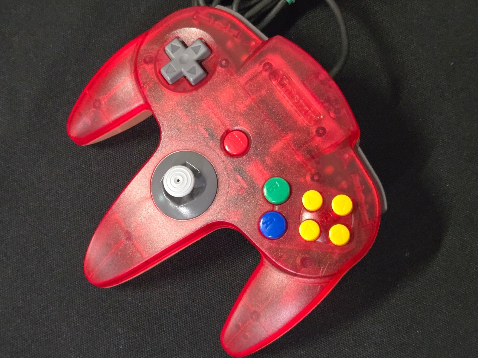 Official Nintendo 64 WATERMELON RED / CLEAR Back Controller OEM N64 NUS-005