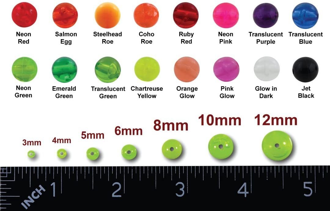 8mm 200 Count Acrylic Plastic Round Beads USA Fishing Tackle
