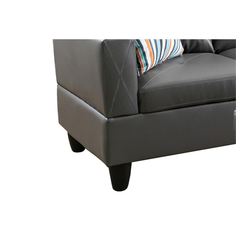 Bowery Hill L-shaped Gray Microfiber Couch with Ottoman (Pillows Included)