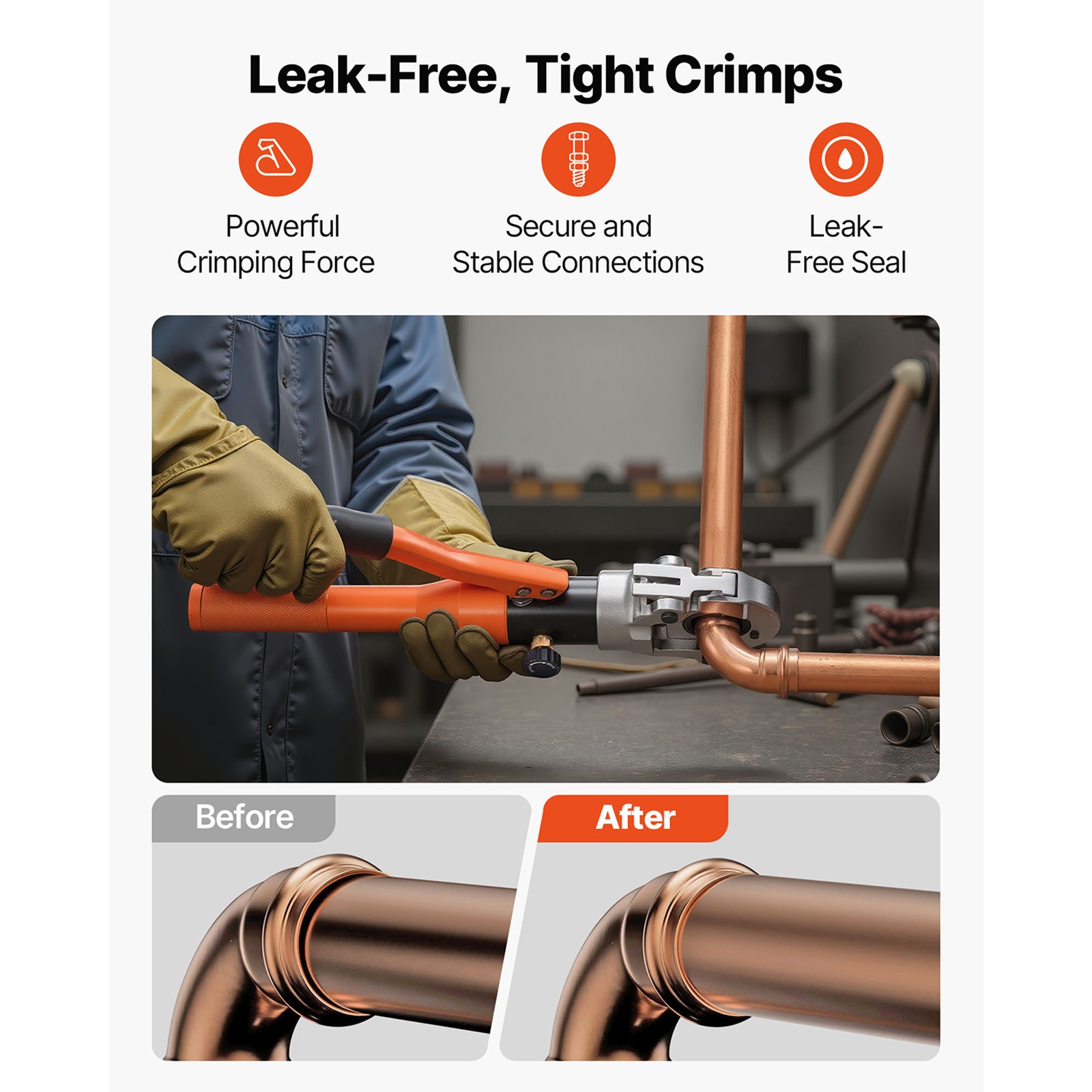Uimoso Hydraulic Copper Pipe Crimping Tool with 8 Interchangeable Jaws