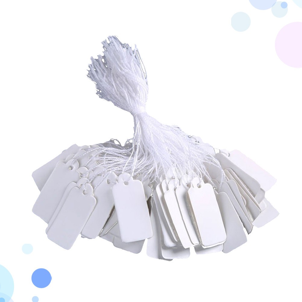 190Pcs Reusable White Hanging Tags with String for Jewelry Pricing and Labeling