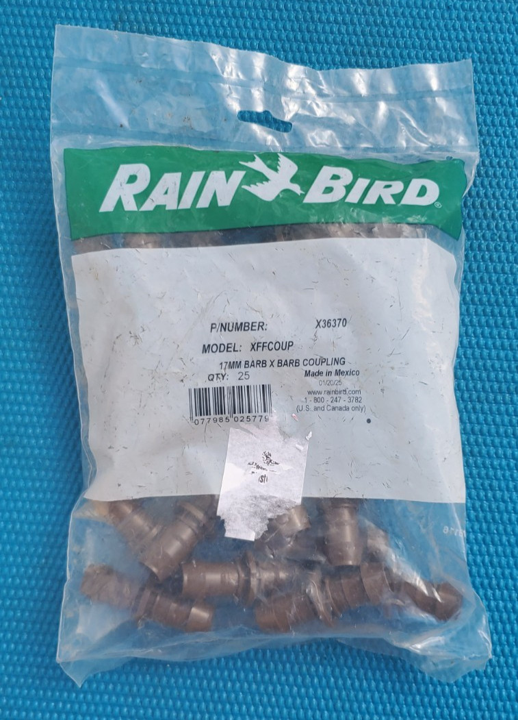 25X Rain Bird XFFCOUP 17mm Barb x Barb Coupling Dripline Insert Fitting X36370