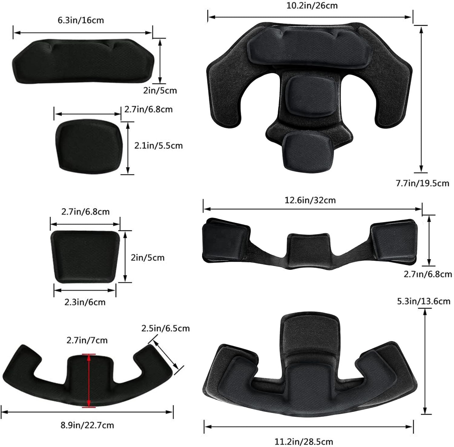 Tactical Helmet Pads - Universal Replacement Internal Memory Foam Pad Inserts fo
