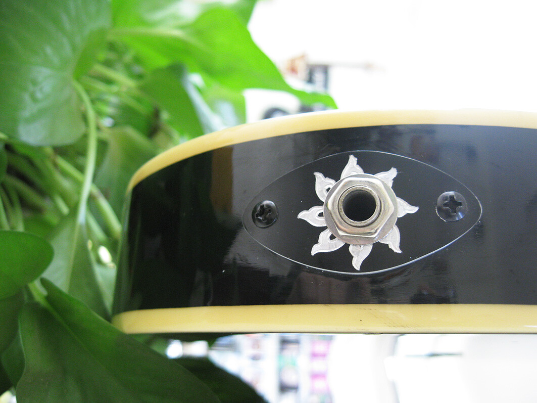 Handmade sun totem pattern aluminum jack plate fits to electric guitars jp-AB2