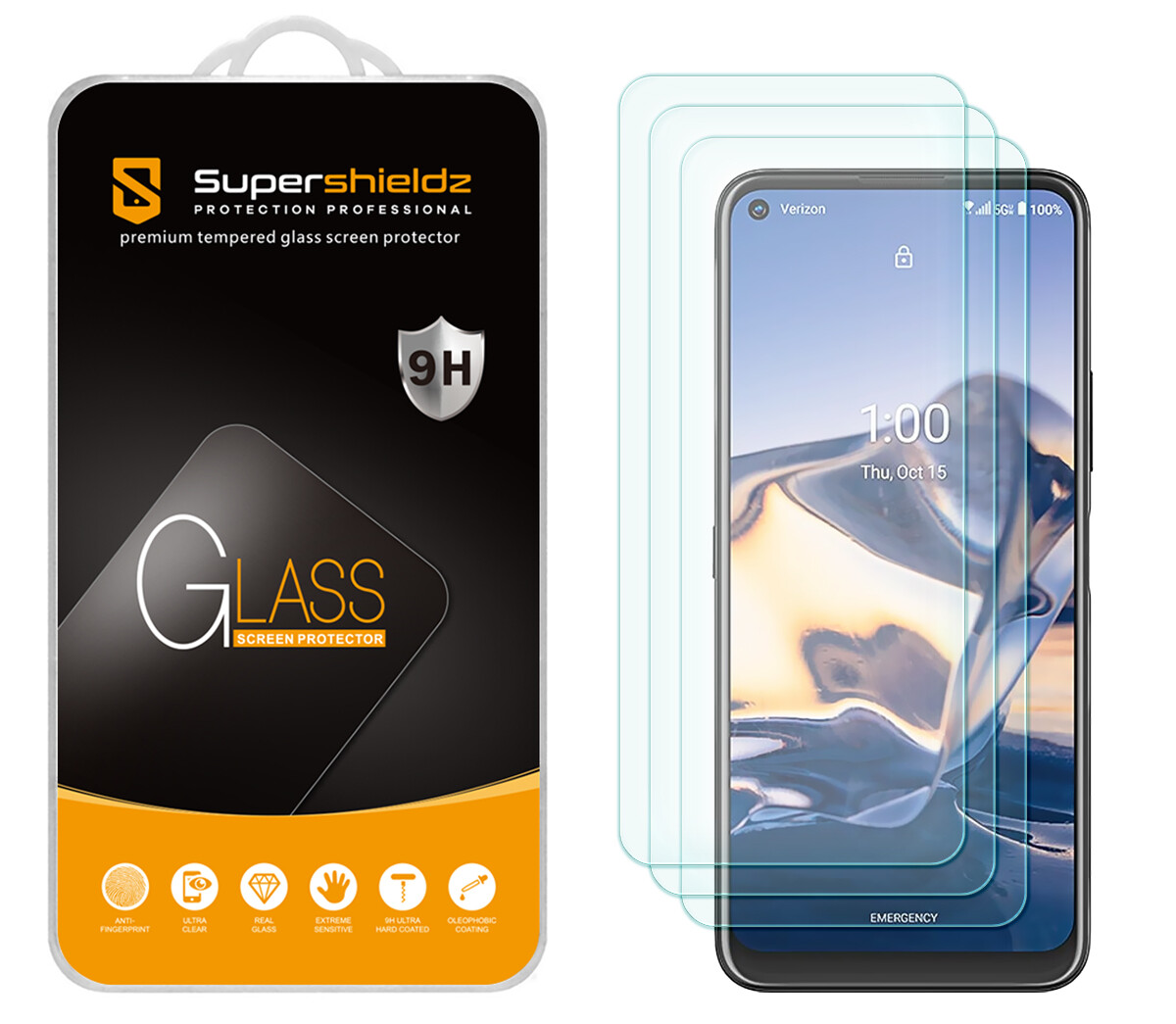 [3-Pack] Supershieldz Tempered Glass Screen Protector for Nokia 8 V 5G UW