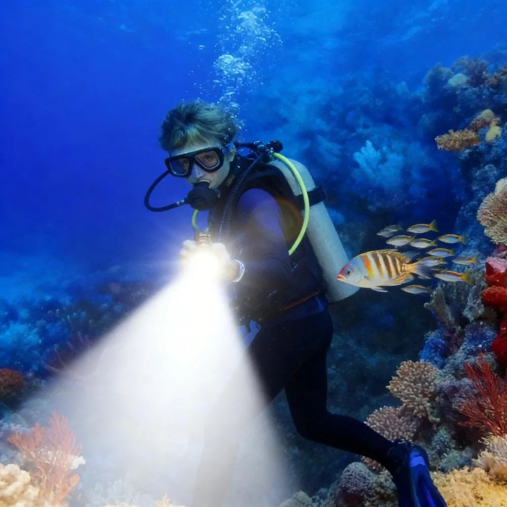 Professional LED Scuba Diving Flashlight Underwater Waterproof Dive Light Torch