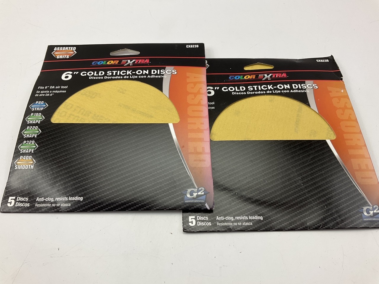 (2) Pack Of 5 - Color Extra CX8239 6" Gold Stick-On Discs Assorted Grits
