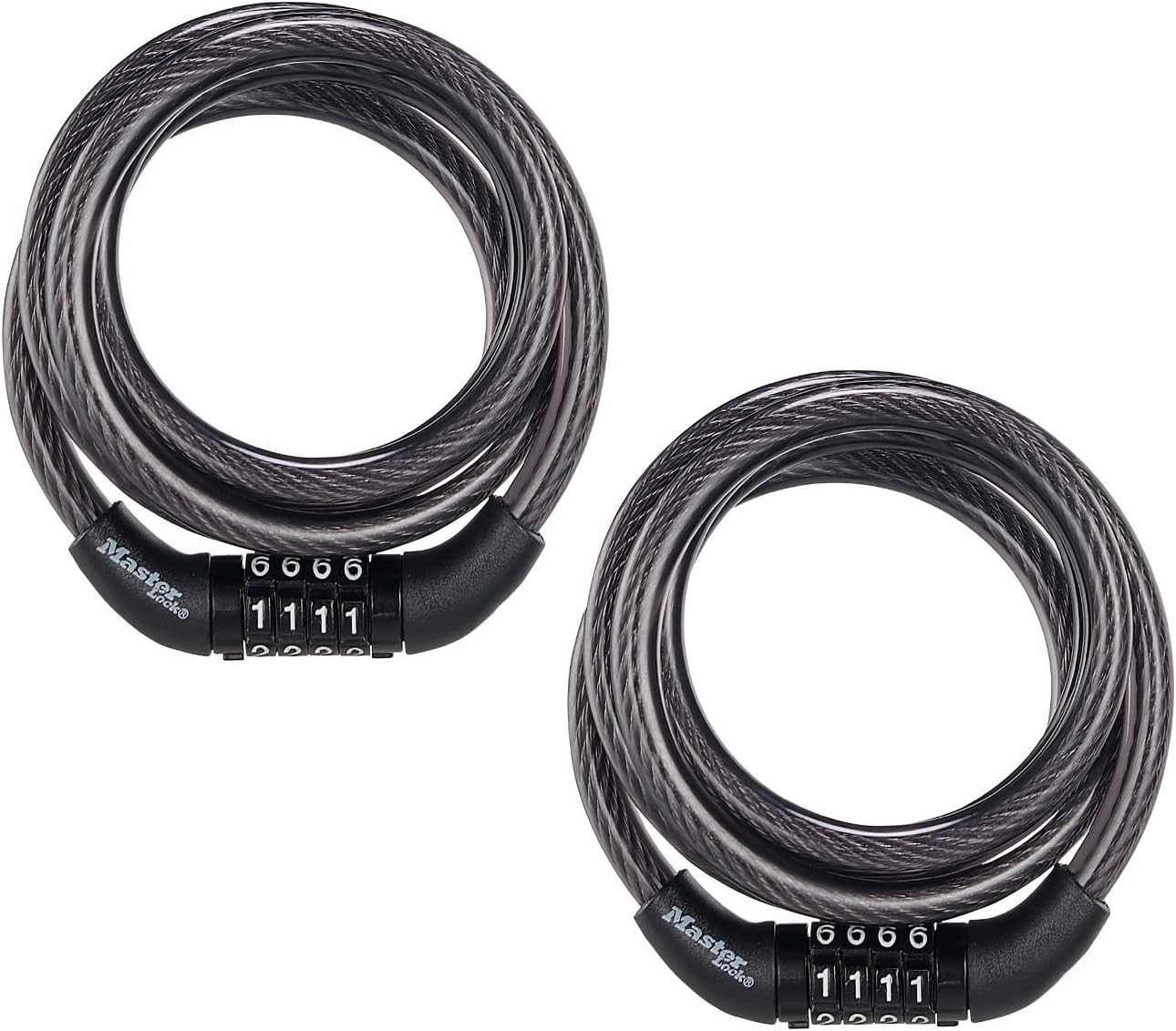 Master Lock Black Set Preset Combination Bike Lock, Metal Cable Lock has a Weath