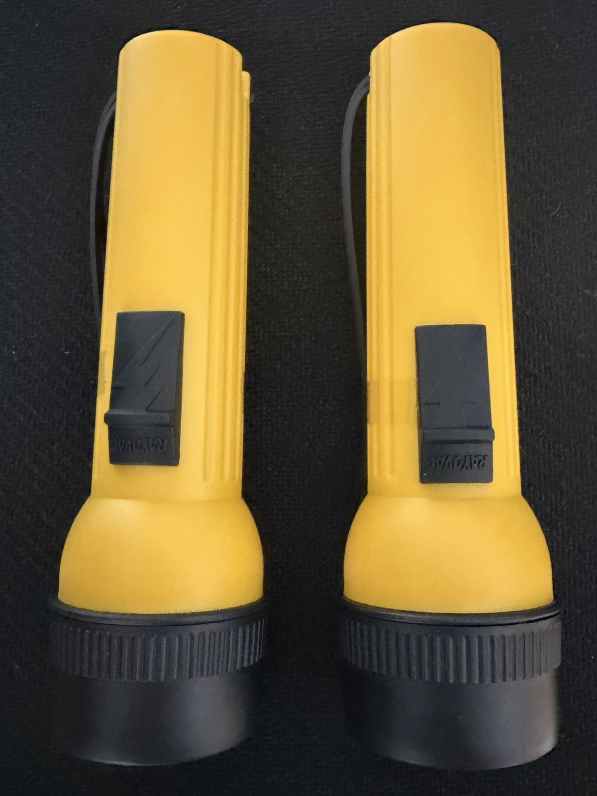 Lot of 2 Rayovac Industrial Flashlights Yellow NIB 2 D Battery IV2D