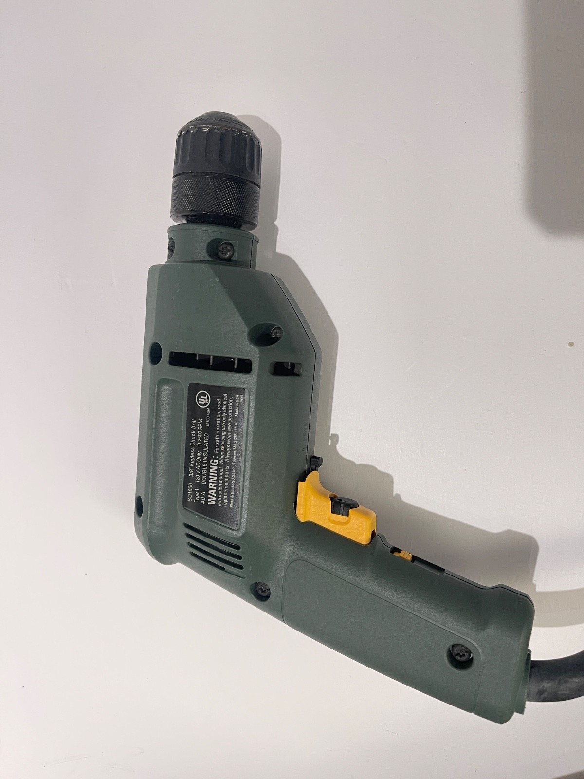 Black & Decker Quantum Keyless Chuck Drill BD1000, 3/8" With Original Box