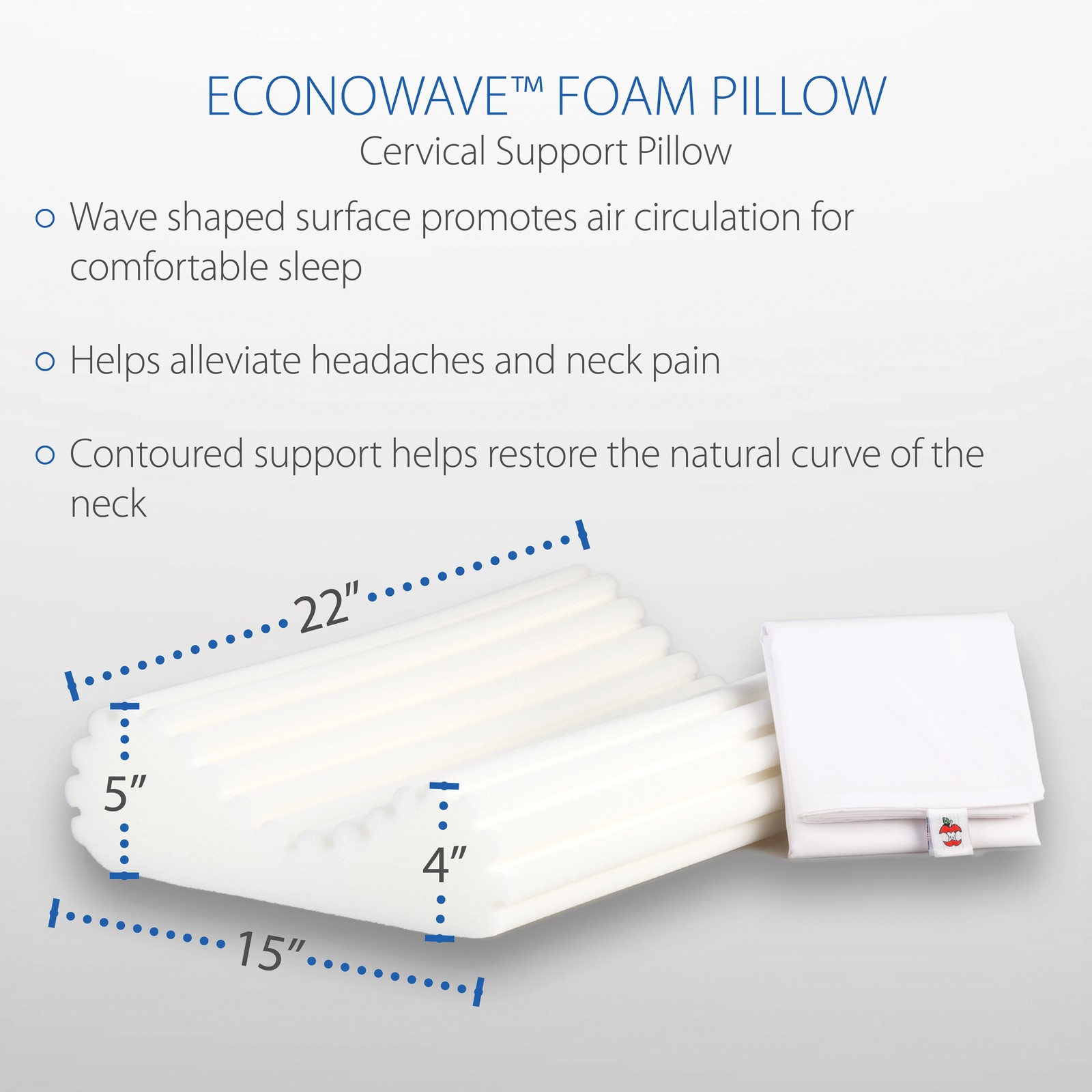 Core Products EconoWave Foam Cervical Support Pillow Air Circulation For Comfort