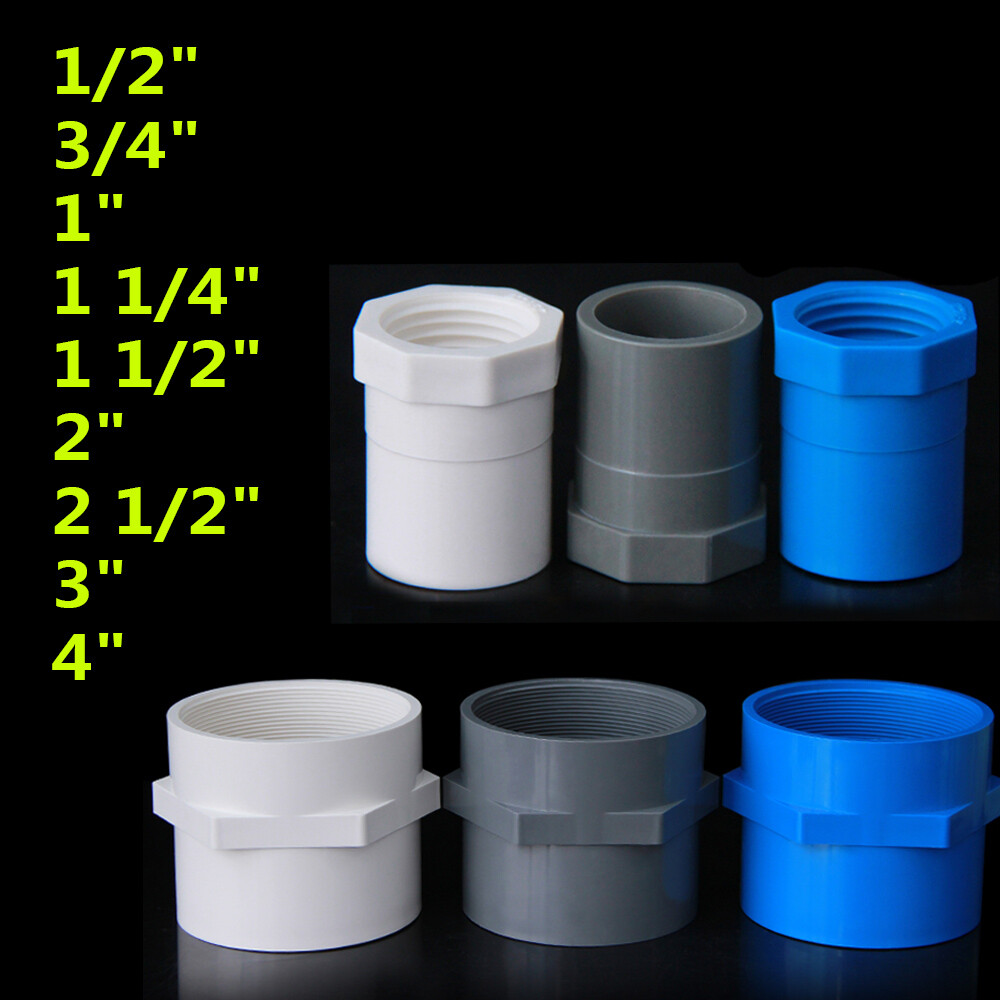 PVC Plastic Pipe Fittings BSP 1/2"~4" Female Thread Coupling Adapter Socket