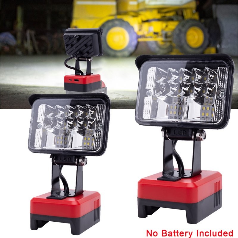 2pcs LED Work Light For Milwaukee 18V Li-Ion Battery Portable Lamp With USB Port