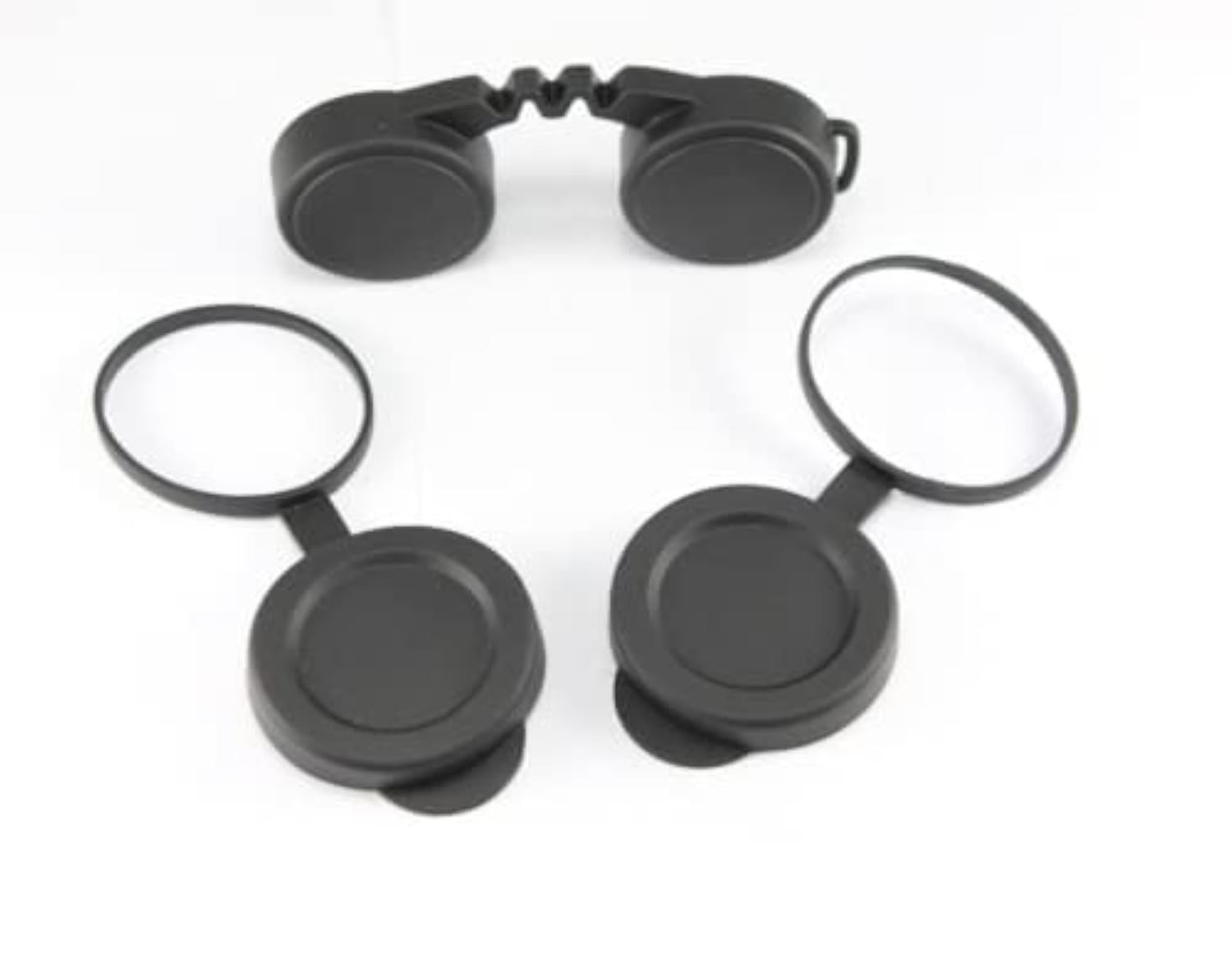 10x42 Rubber Lens Caps for Binoculars + Rainguard,Objective Optics Black