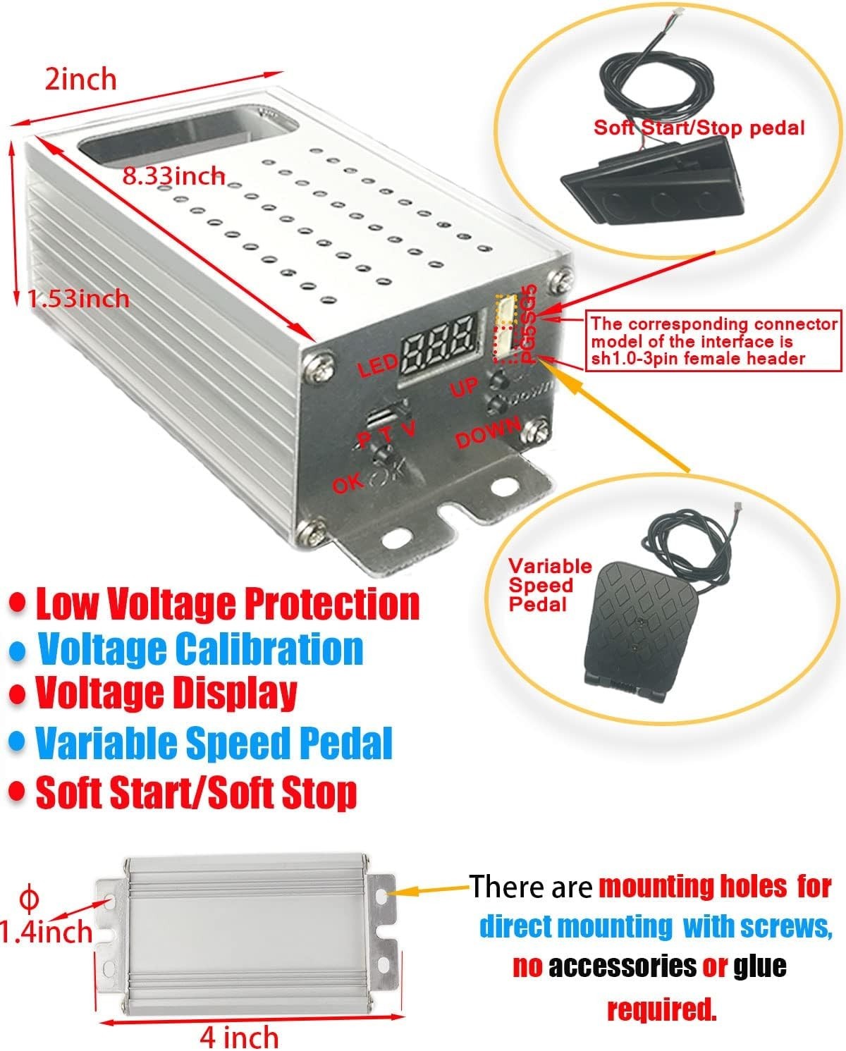High-Performance 9-70V DC Motor Controller with Battery Protection & Soft Start