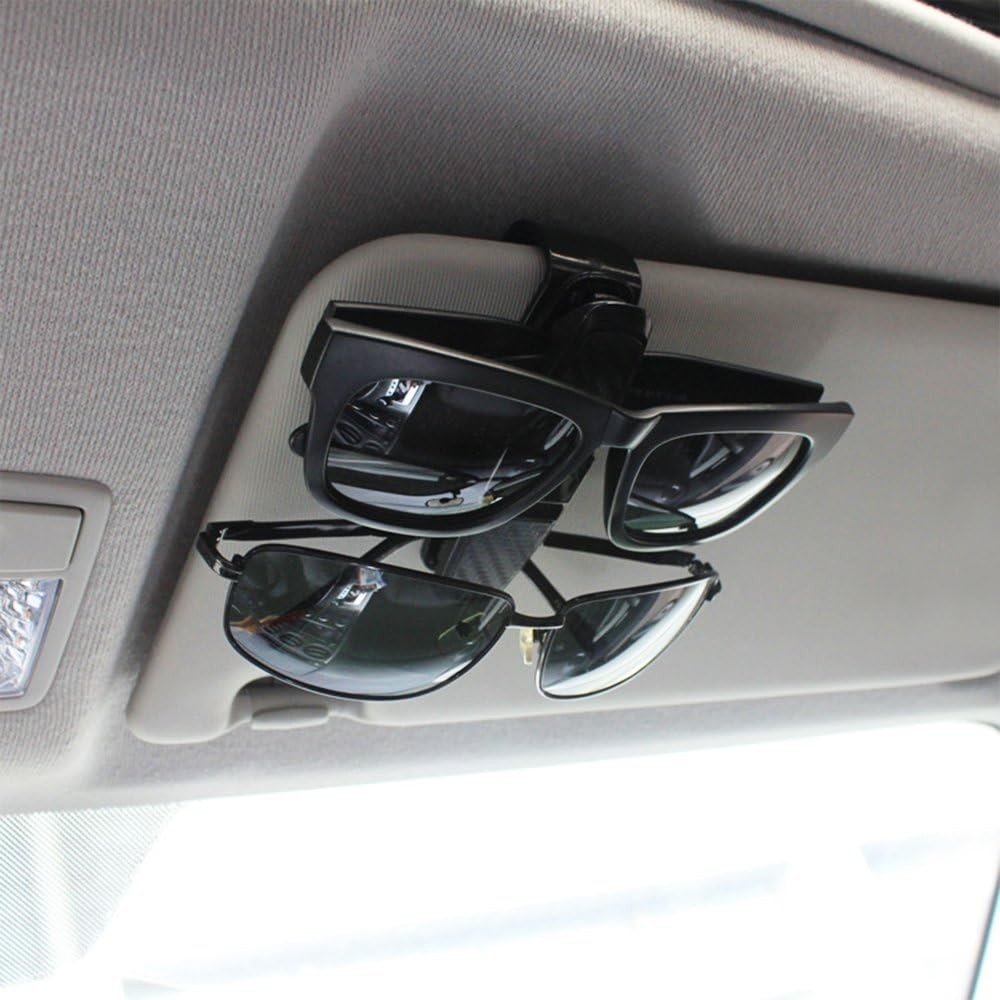 2 PACK UNIVERSAL CAR SUN VISOR GLASSES CLIP CARBON FIBRE SUNGLASSES CARDS HOLDER