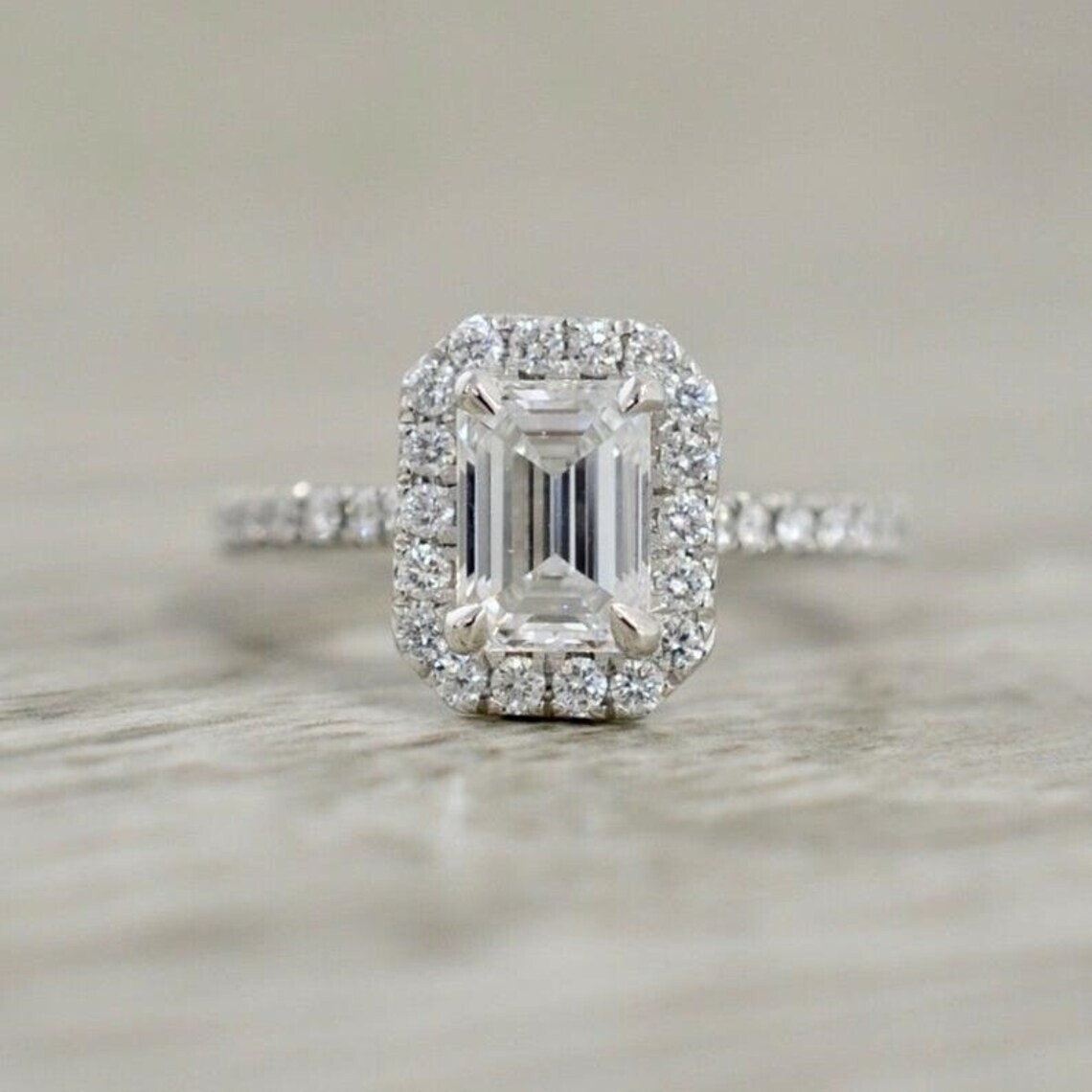 3.60 Ct Emerald Cut Lab-Created White Diamond Wedding Ring 925 Sterling Silver
