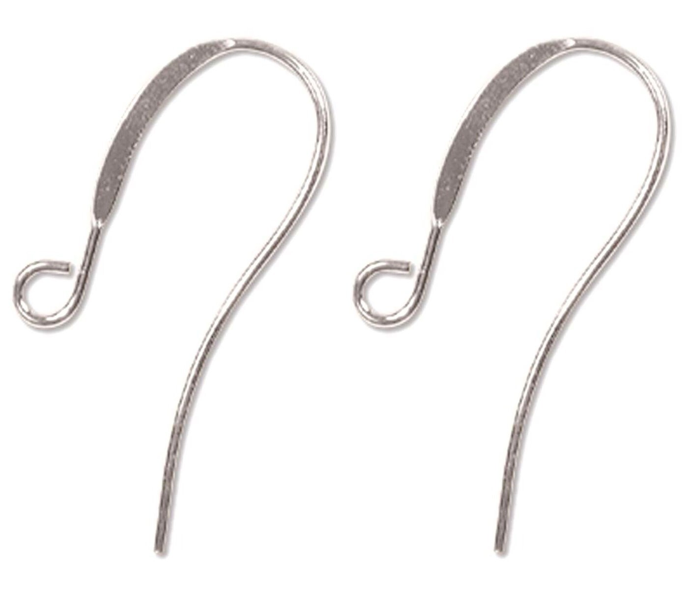 12 Long Silver Plated Brass 26mm Flattened Fish Hook Ear Wire Earrings