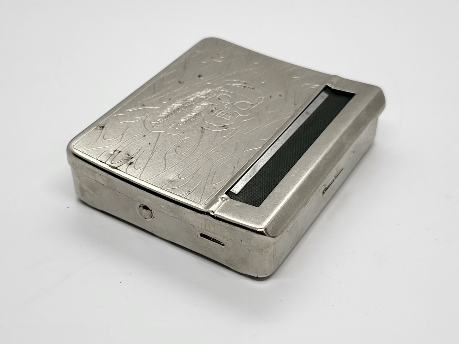 Automatic Cigarette Rolling Machine, Metal Box Cigarette Case PIRATE Skull