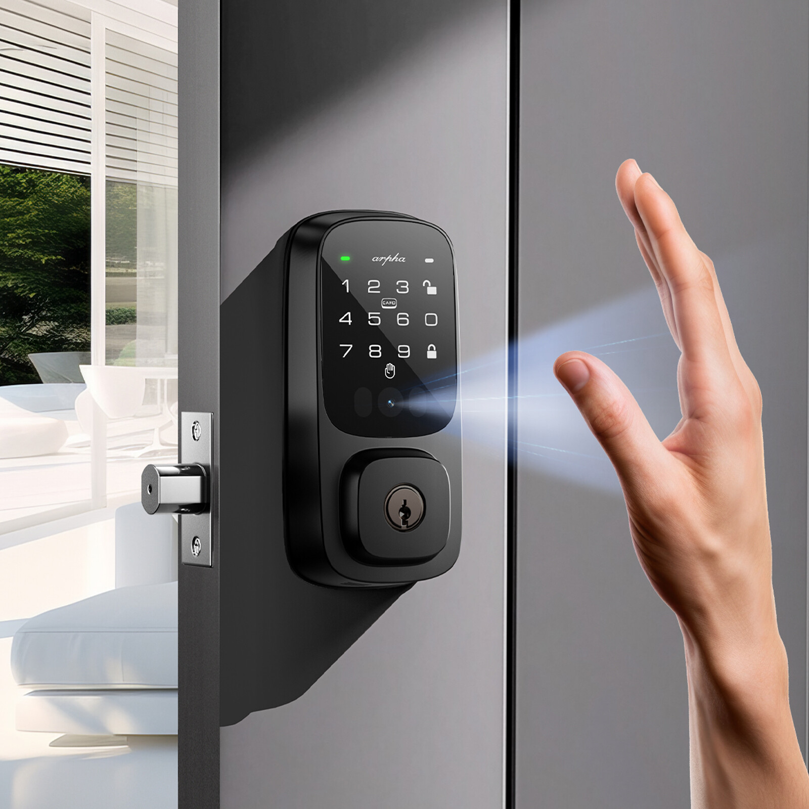 ARPHA Keyless Palm Recognition Smart Door Lock Digital Keypad Deadbolt+Knobs APP