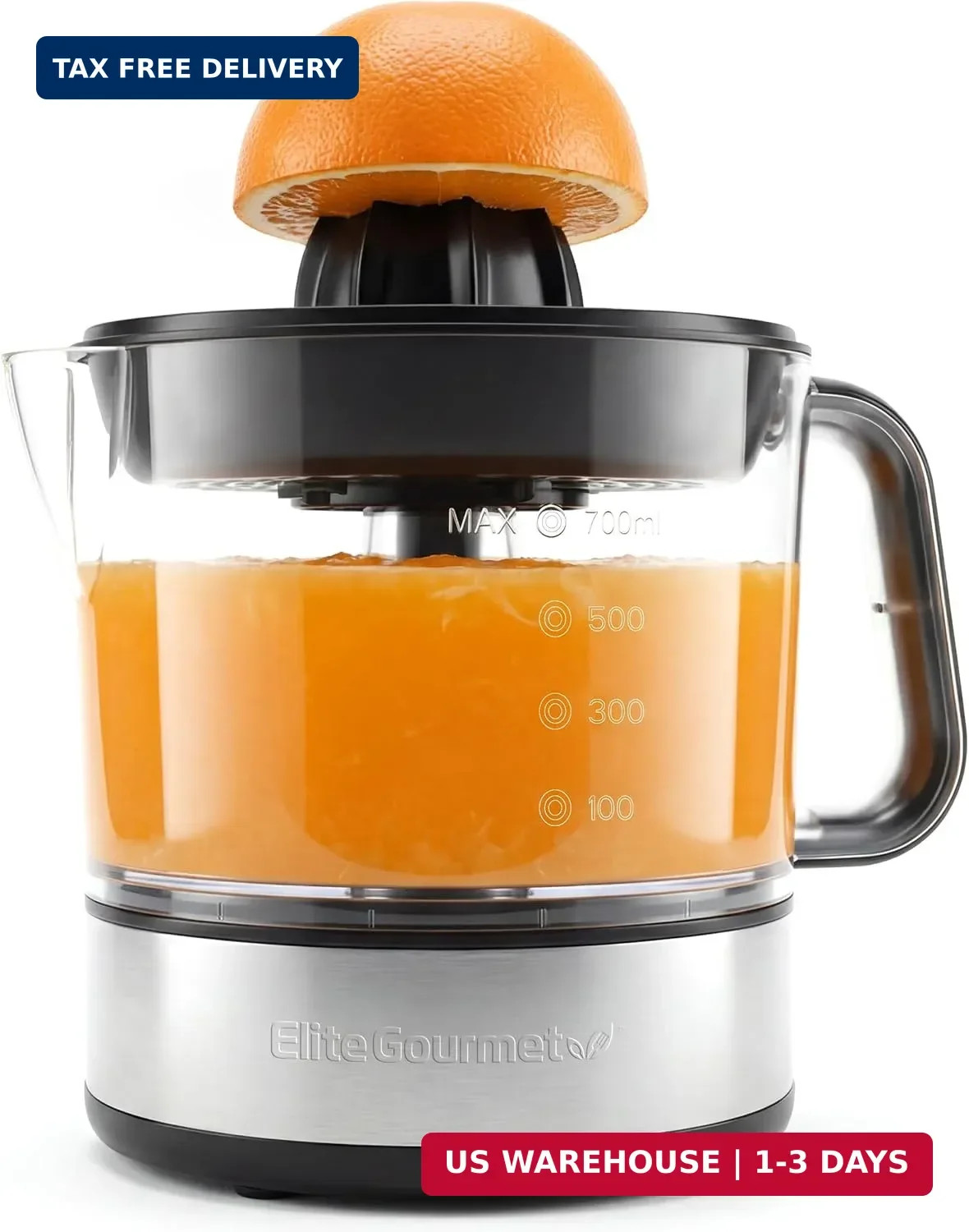 Elite Gourmet ETS623 BPA-Free 40-Watt Electric Citrus Juicer, Compact, Large Vol