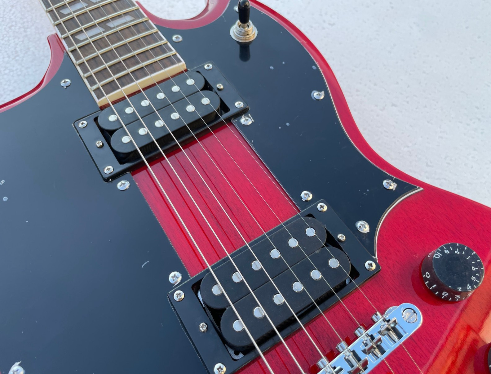 Double Neck 6 & 12 String Electric Guitar Bone Nut Glossy Finished Solid Body