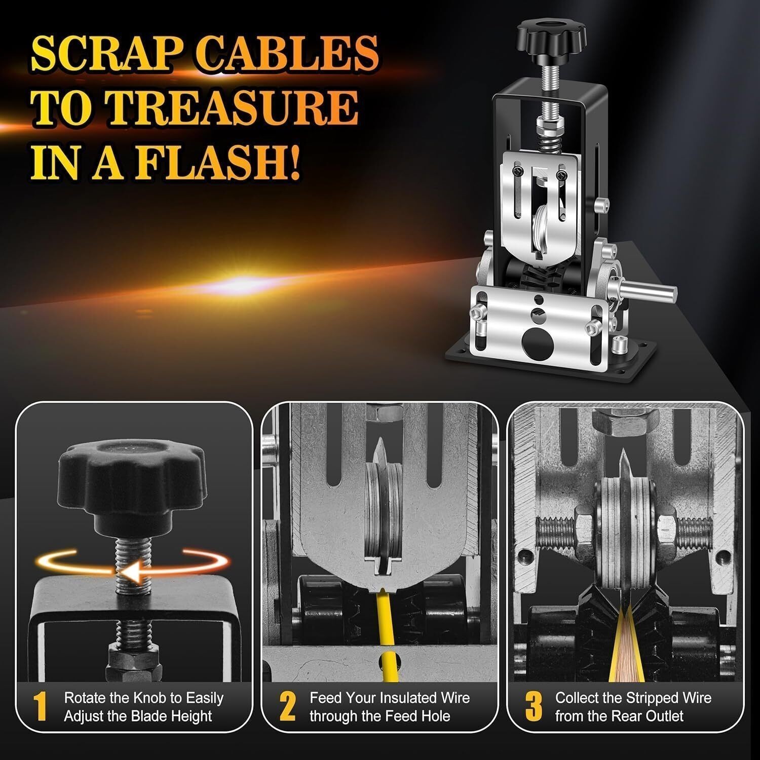 Manual Wire Stripper Stripping Machine Hand Crank or Drill 1MM-25MM New .