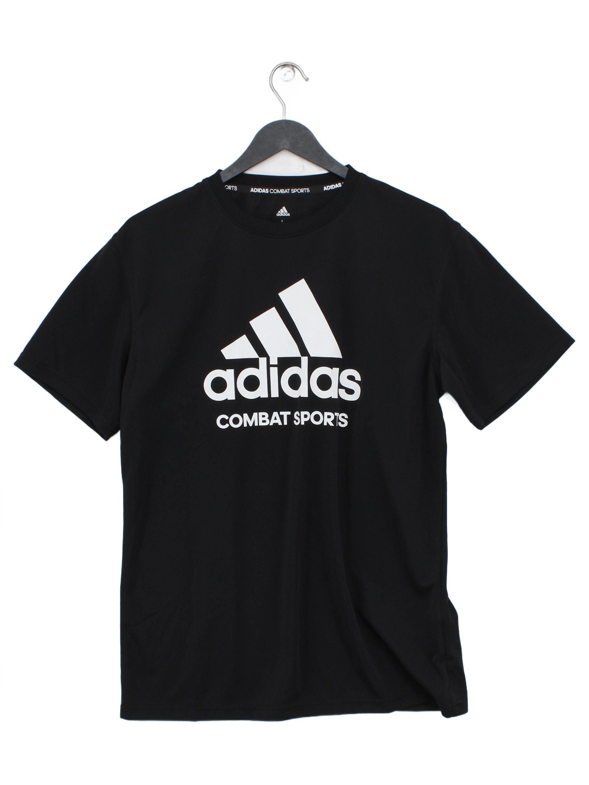 Adidas Men's T-Shirt L Black Graphic 100% Polyester Round Neck Basic