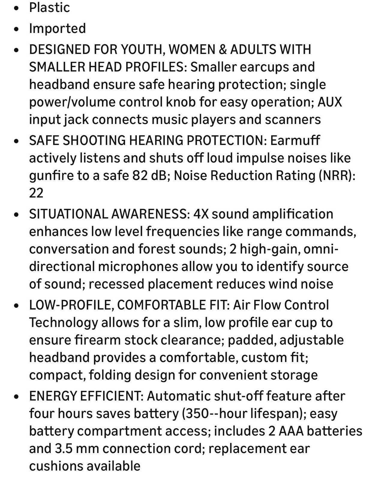 New Howard Leight Impact Electronic Earmuffs 22dB Fits youth and adult small
