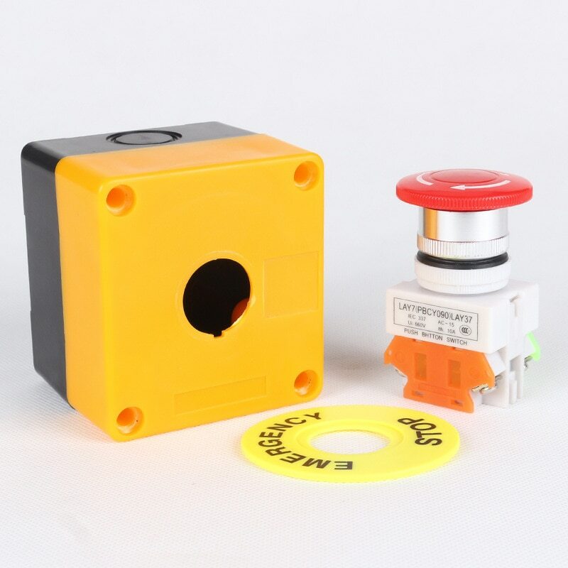 Push Button Switch DPST Emergency Stop Button AC 660V 10A NO+NC LAY37-11ZS