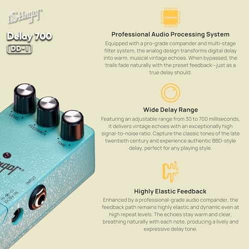 Analog-Style Delay Effects Pedal DD-1, Delay 700 Delay Pedal Delay DD-1 Blue
