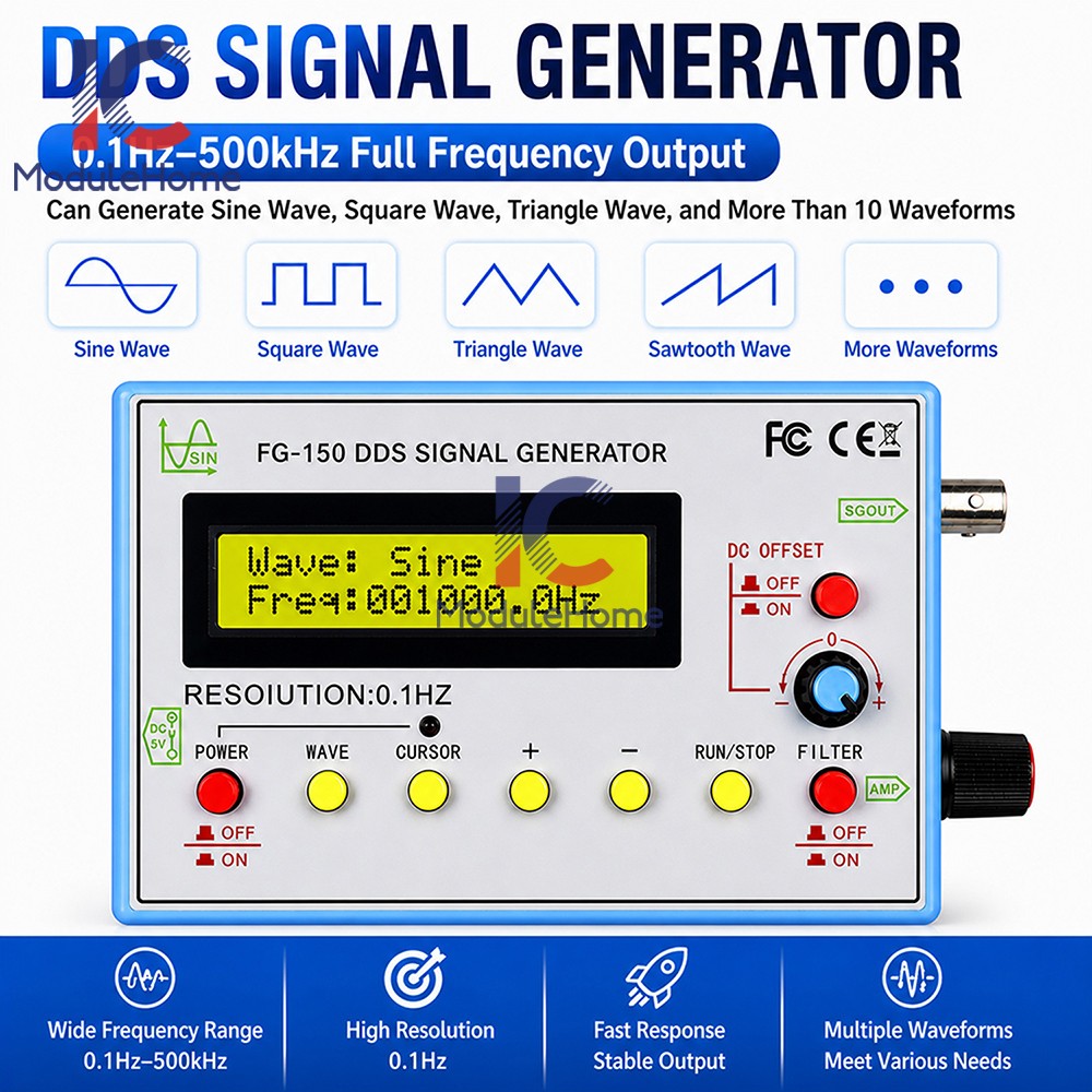 FG-150 DDS High-Precision Frequency Signal Generator with 15 Adjustable Waveform