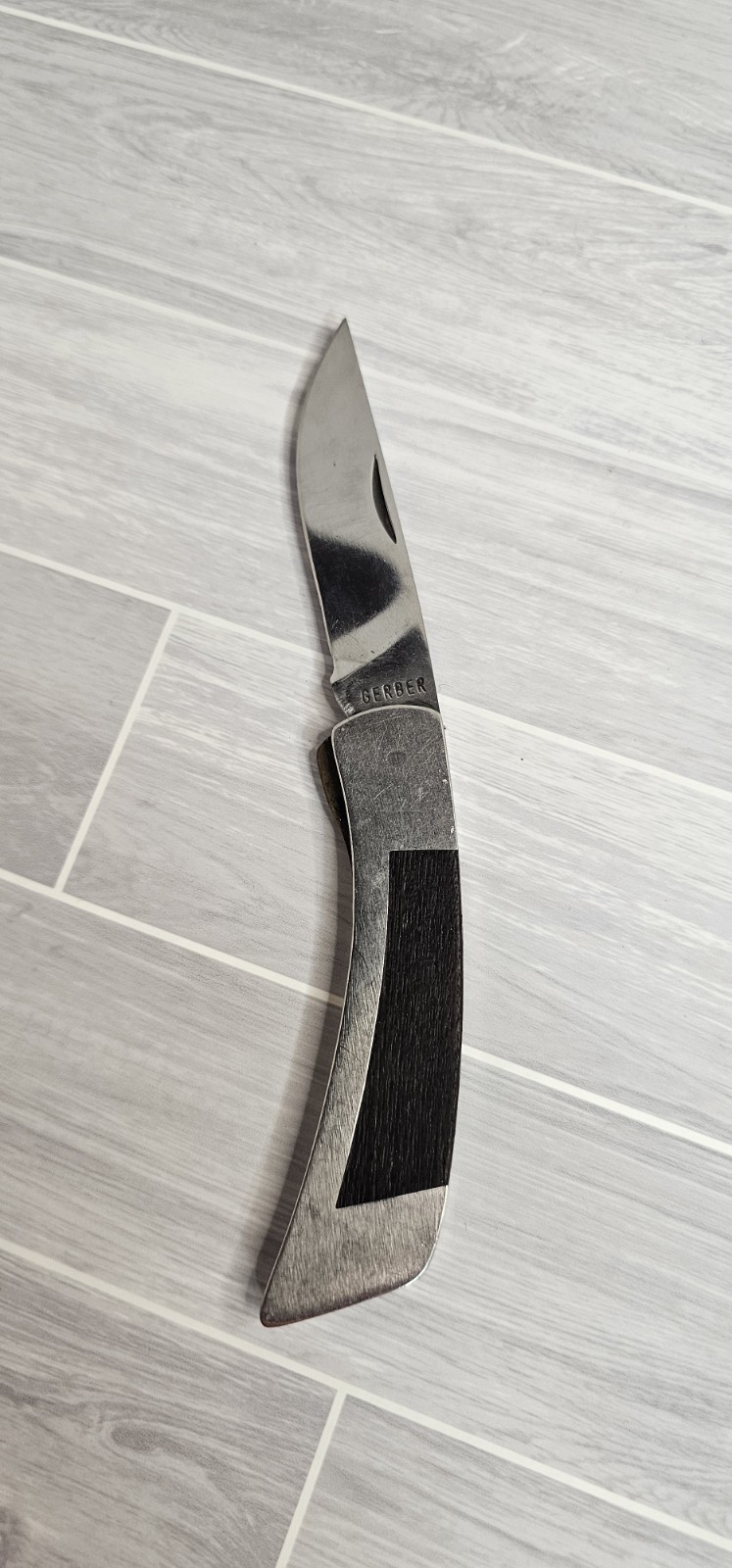 VINTAGE GERBER 97223 SINGLE BLADE FOLDING KNIFE +CASE USA -PORTLAND, OR. - READ