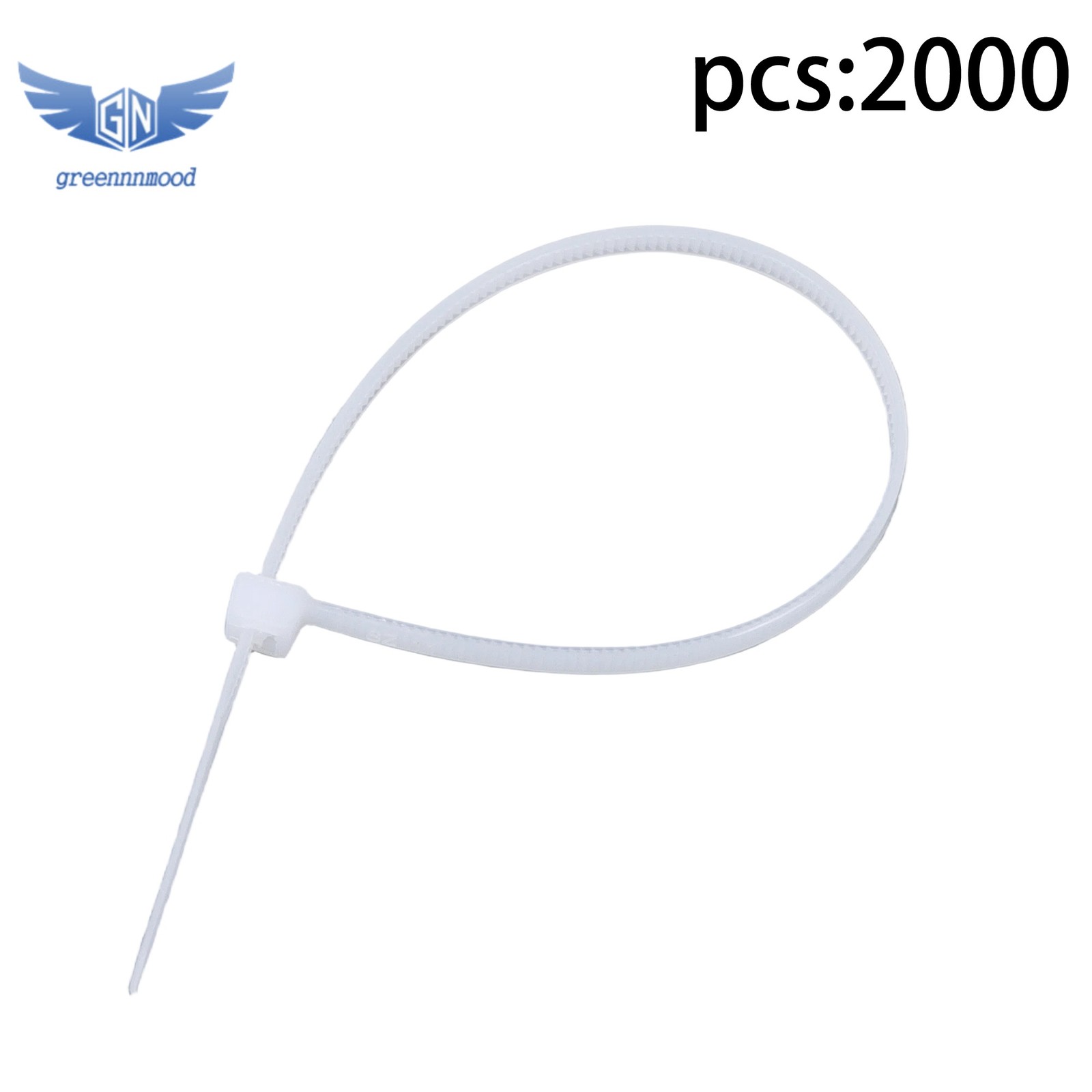 2000Pcs Self-locking Nylon Cable Ties 8 Inches 40 lb Tensile Strength White