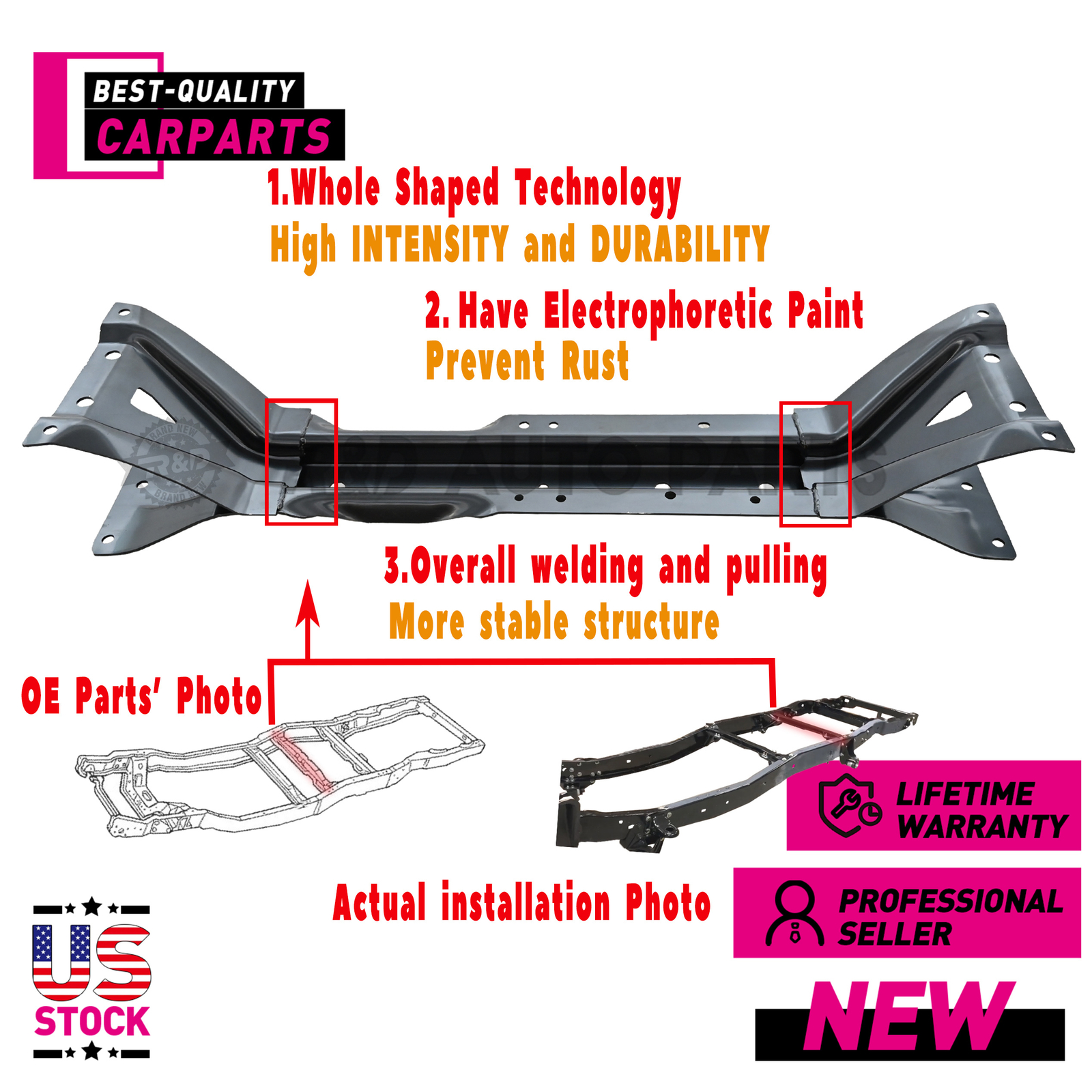 FRONT FRAME TANK MIDSHIP CROSSMEMBER FOR FORD F150 F250 F350 1980 - 1996
