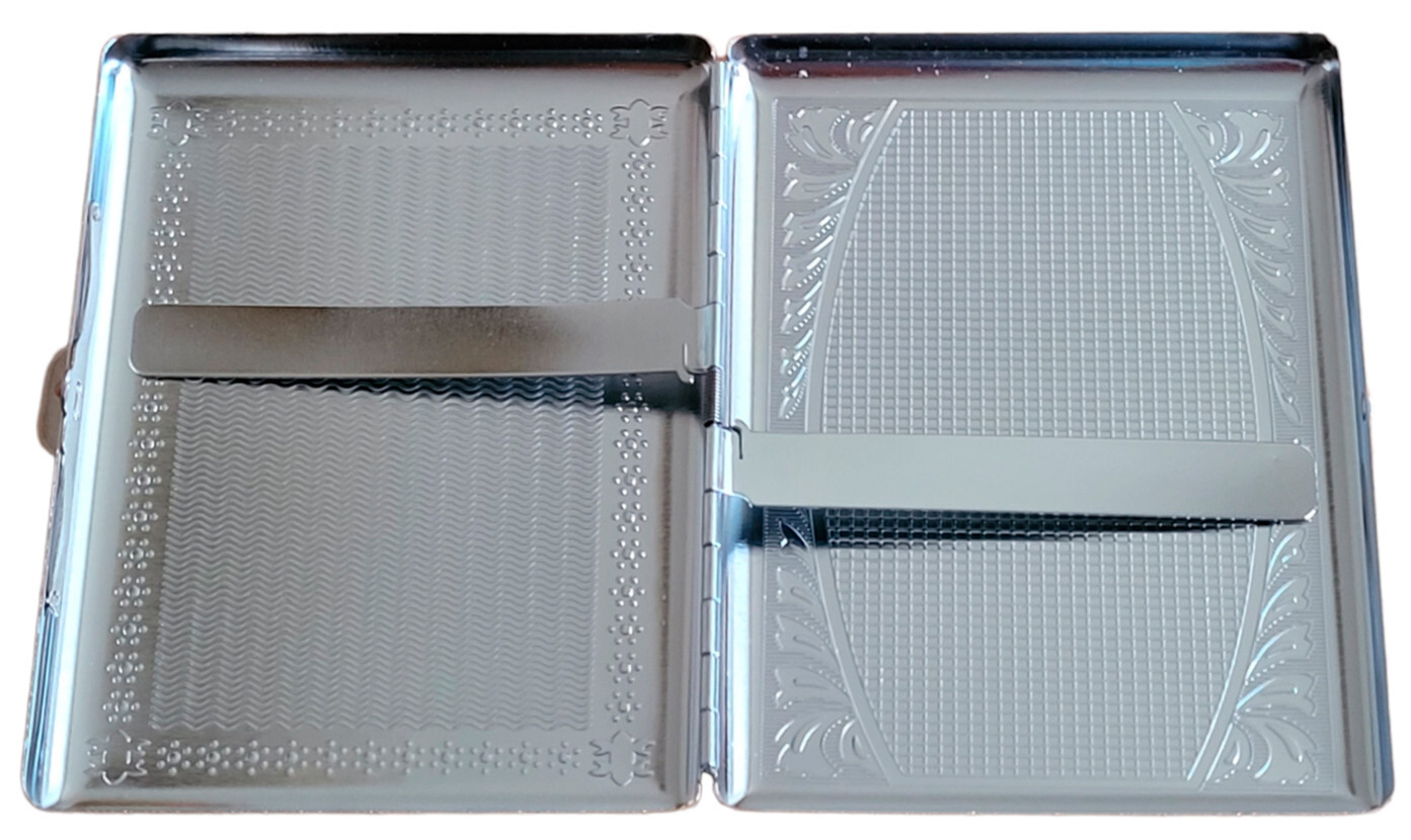 Regular or King Size Double Sided Crush-Proof Metal Cigarette Case - 3033