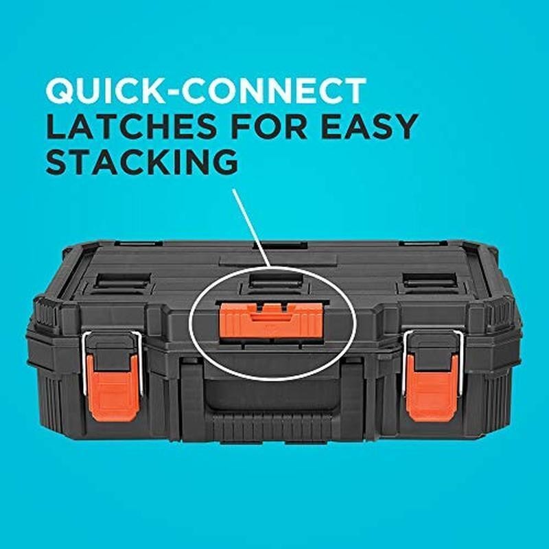 Stackable Storage System 3 Compartments Toolbox Rolling Tote Quick Access ‎Black