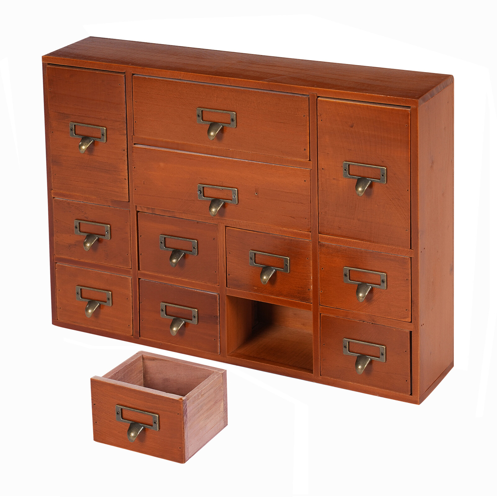 12-Drawer Wooden Desktop Organizer - Stylish Storage for Home & Office