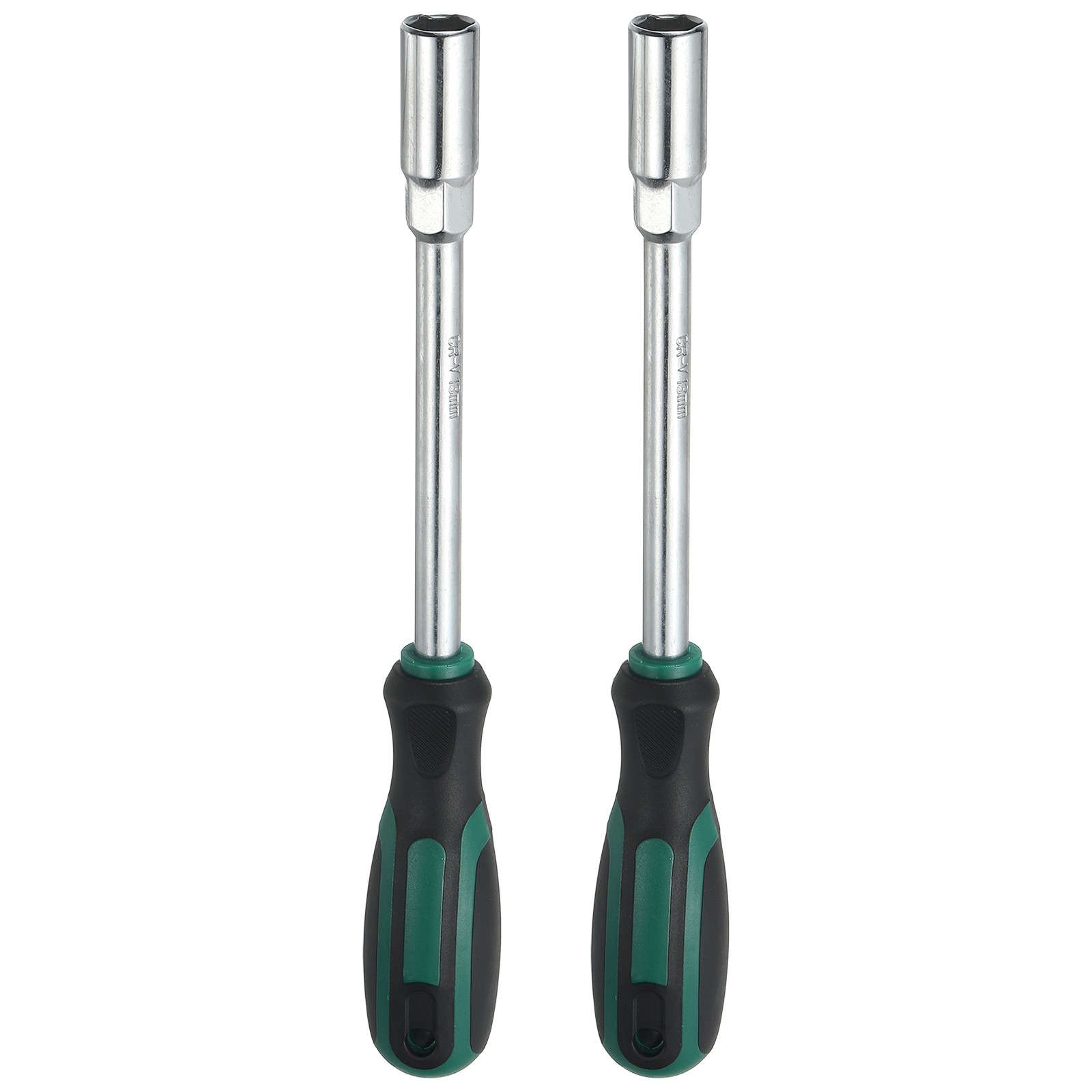 2Pcs Metric Nut Driver 13mm Bit Driver Socket Screwdriver Green/Blcak