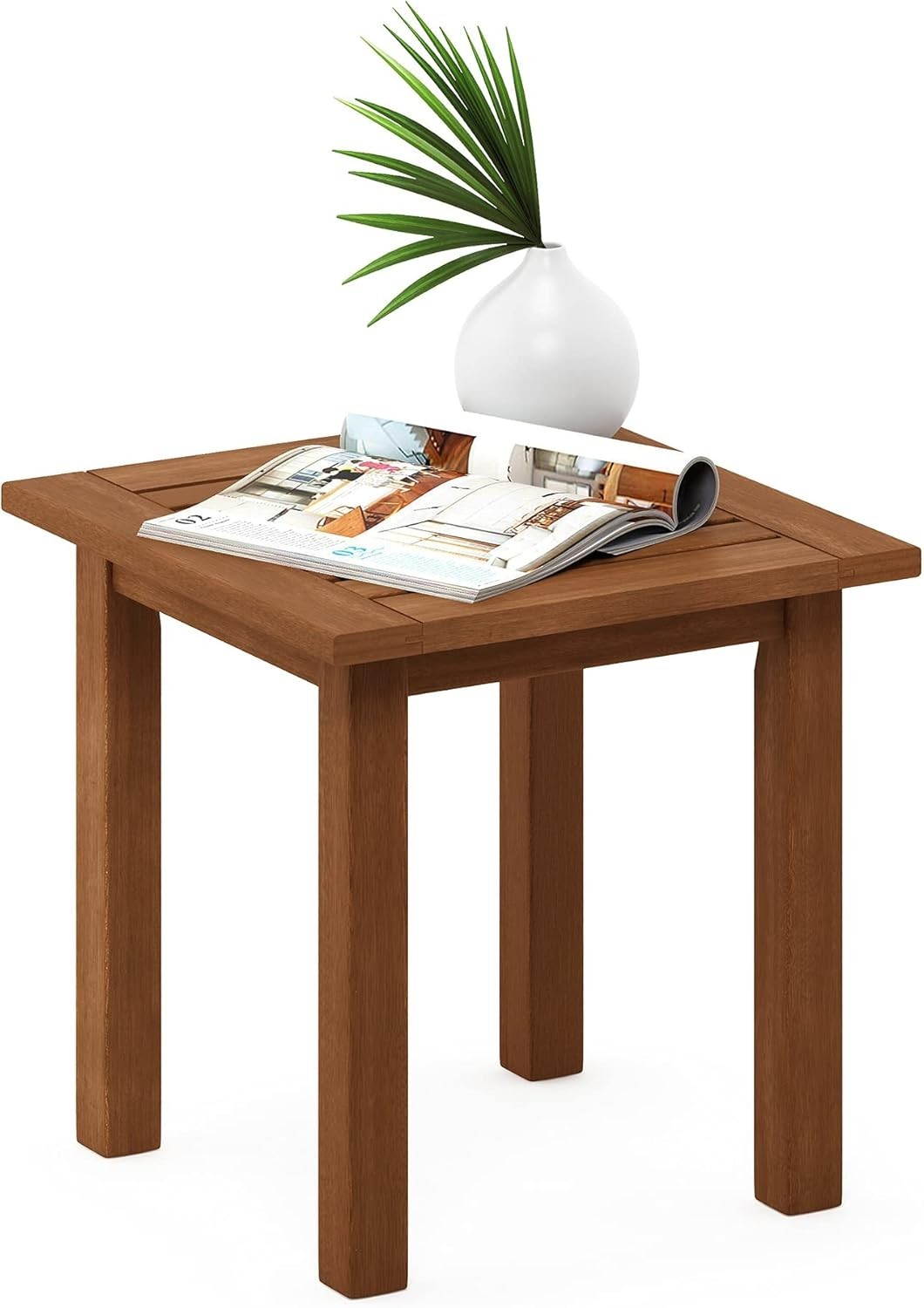 Elegant Dark Red Meranti Wood Outdoor End Table - Weather Resistant & Stylish