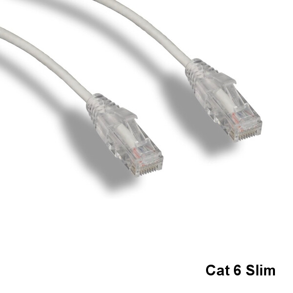 Kentek White 3ft Slim Cat6 UTP Ethernet Patch Cord OD 3.6MM 28AWG Clear Boot