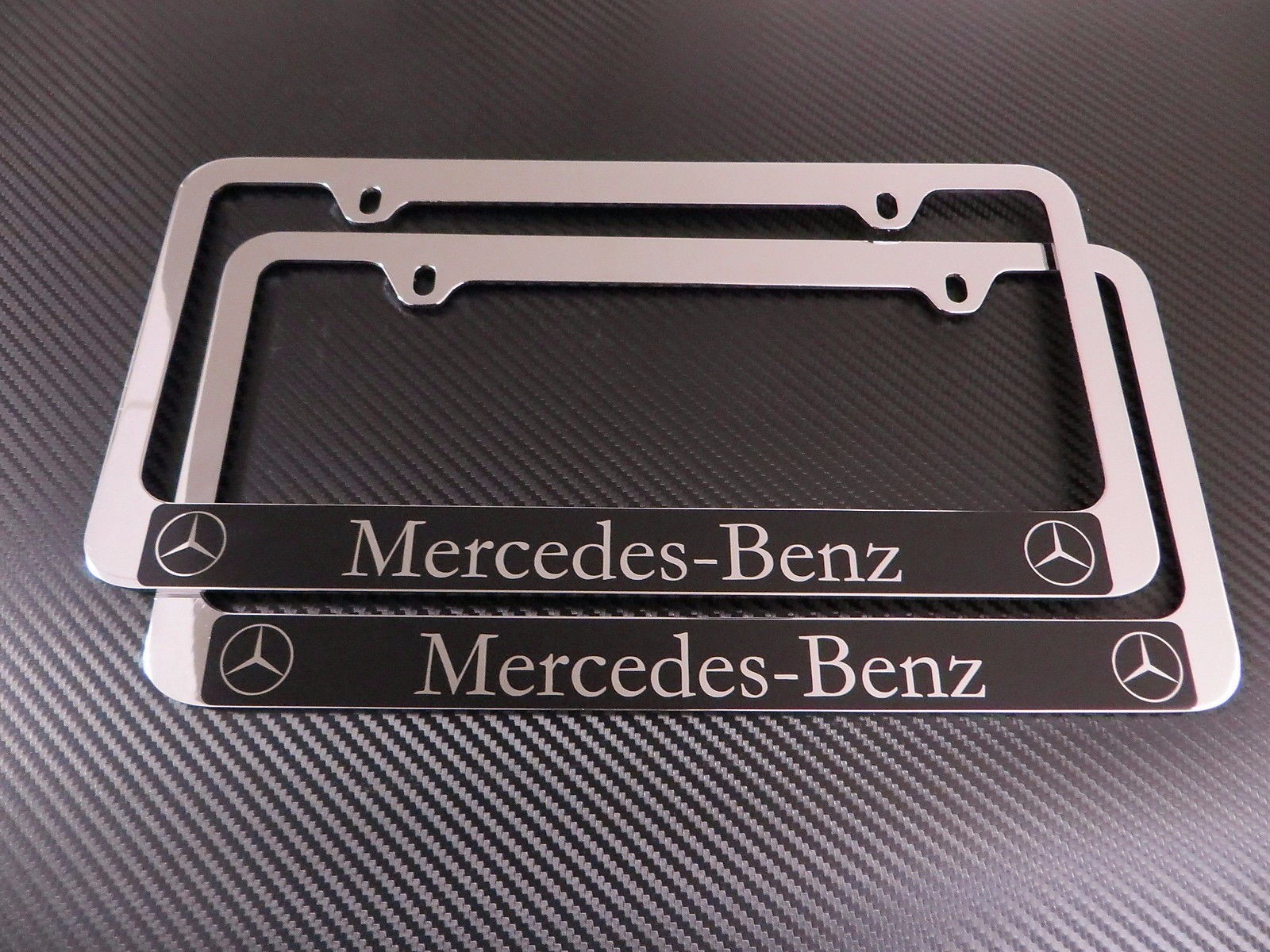 (2pcs) Mercedes-Benz Halo Chrome Metal License Plate Frame