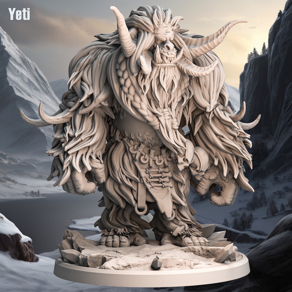Dungeons and Dragons - HD Resin Print - 62mm tall - Large Monstrosity - Yeti