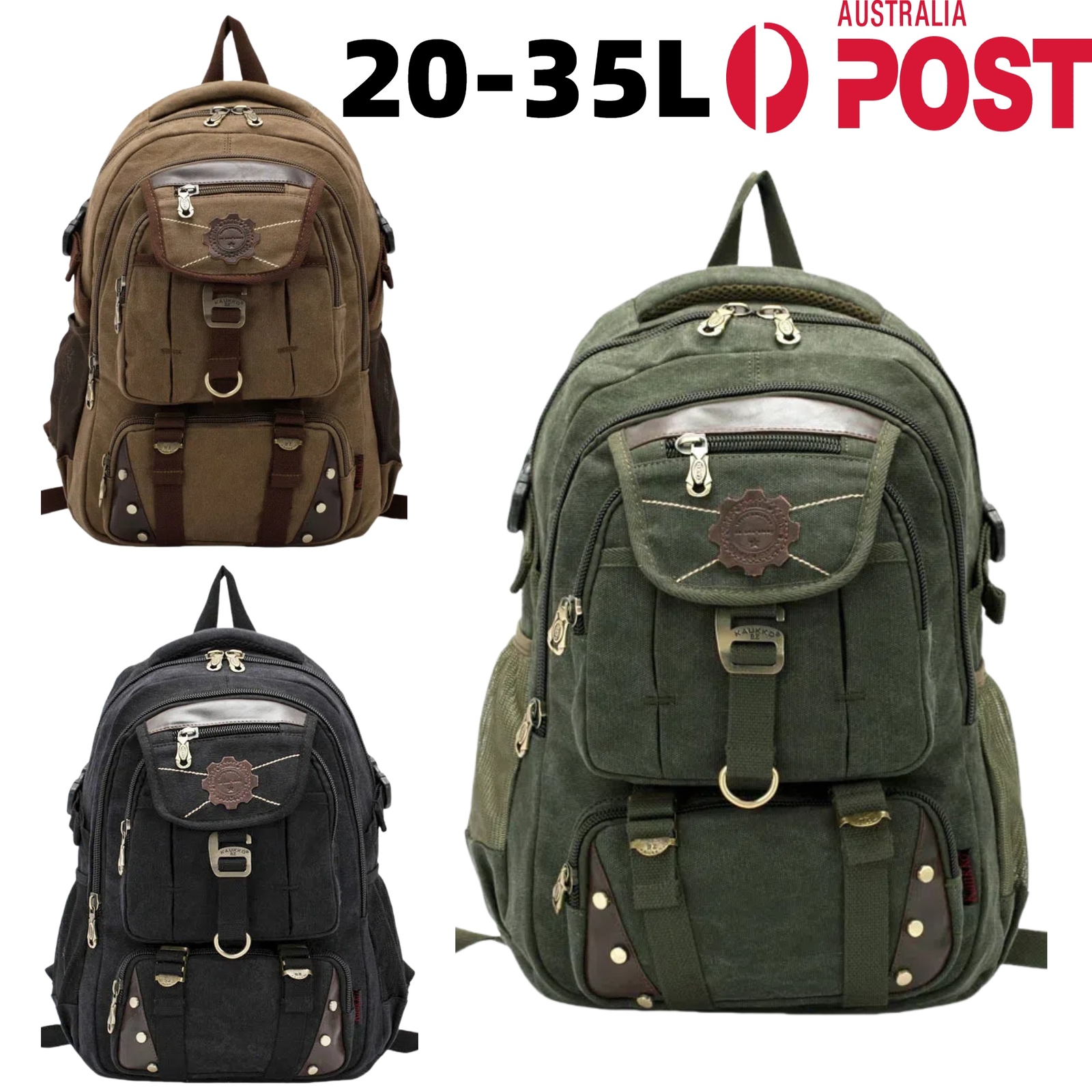 KAUKKO Backpac Rucksack School ShoulderTravel Laptop Bag Wear Resisting Adult AU