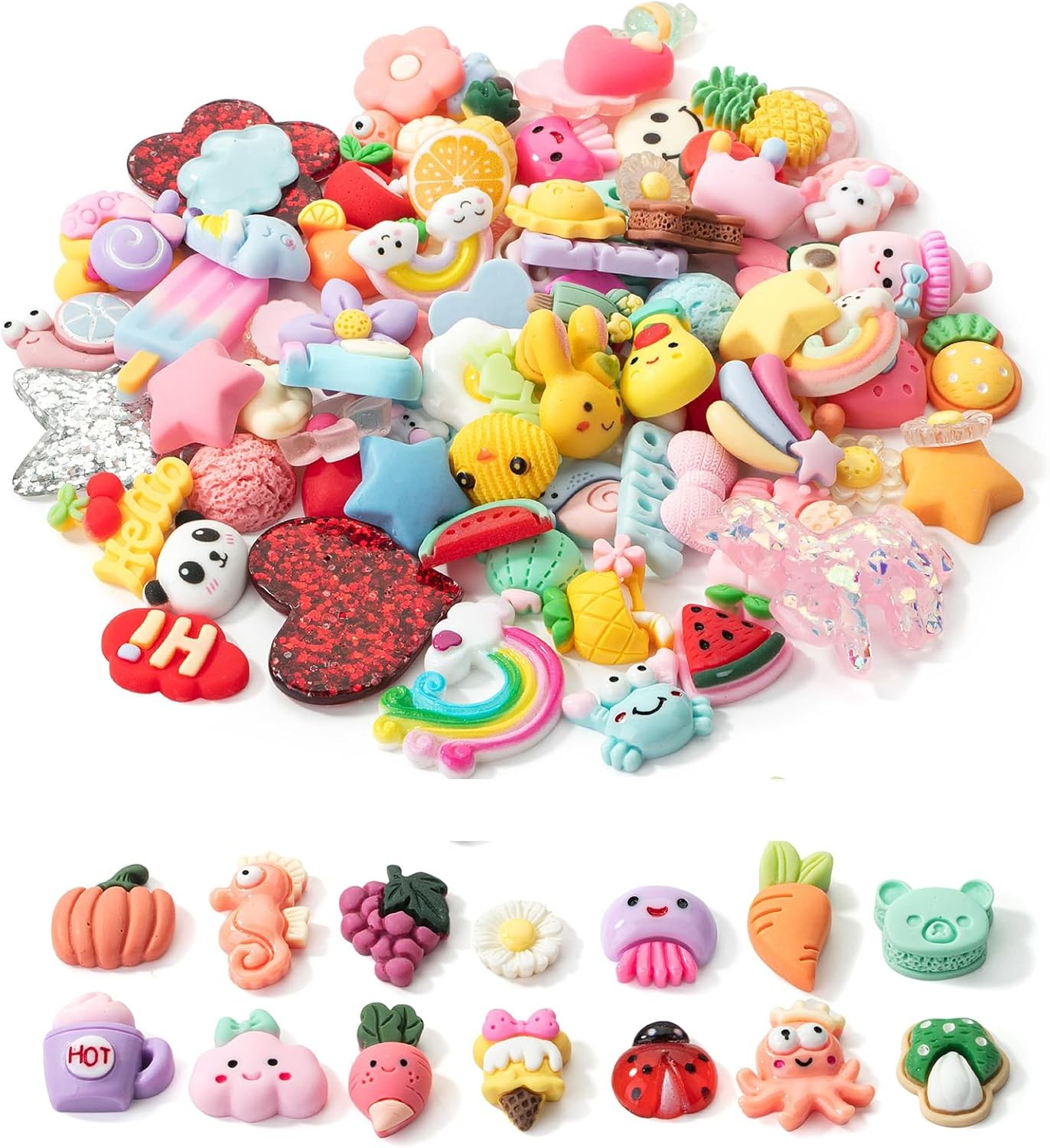 Mr. Pen- Slime Charms, 100pcs, Resin Charms for Slime, Cute Charms,...