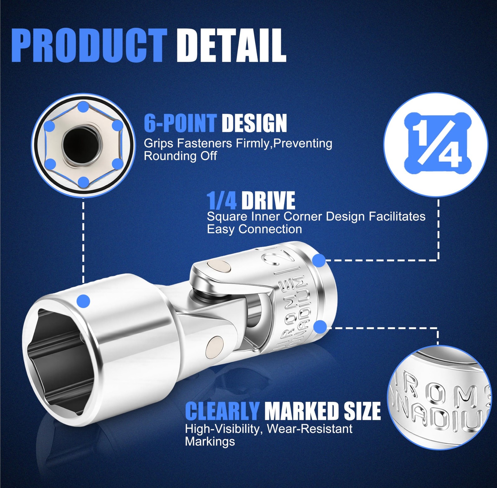 19-Piece 1/4" Drive Universal Joint Socket Set, Swivel Socket Set & Wobble So...